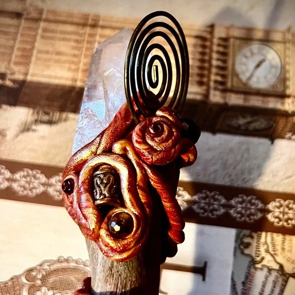 Handcrafted Wooden Wand with Crystal and copper/ gold Accents - Picture 10 of 11